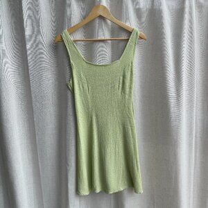 City Triangles Green Gingham Lace Up Back Mini Dress Jr. Size 11